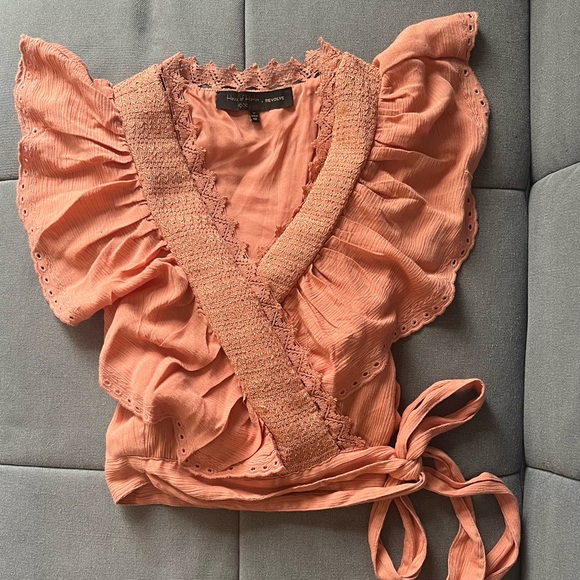 NWOT HOUSE OF HARLOW x REVOLVE rose wrap top blouse - Picture 1 of 5